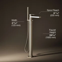 Floor-mount bath filler trim with handshower^Kohler Hot