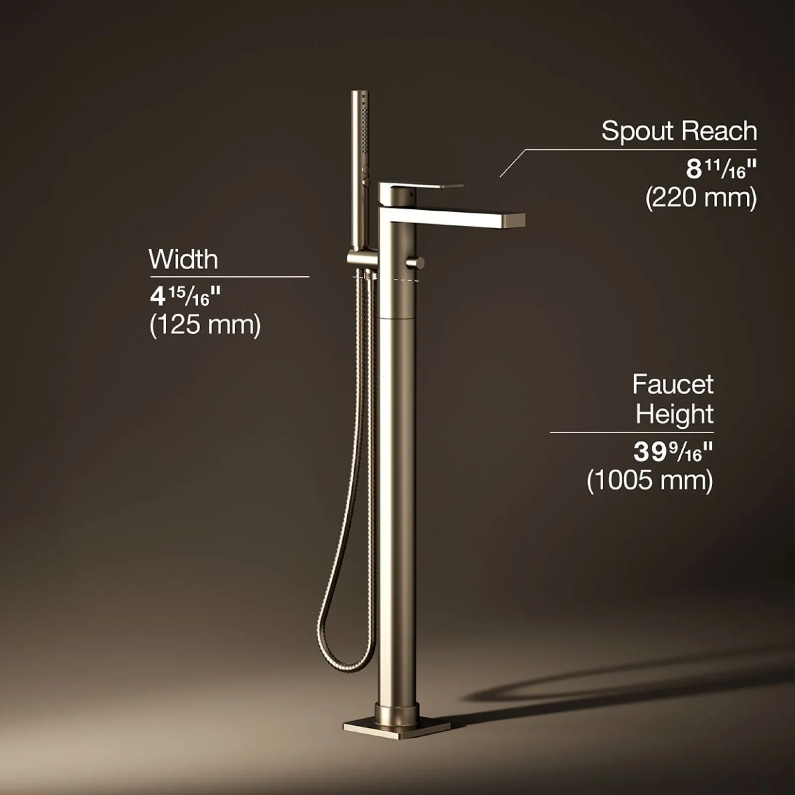 Floor-mount bath filler trim with handshower^Kohler Hot