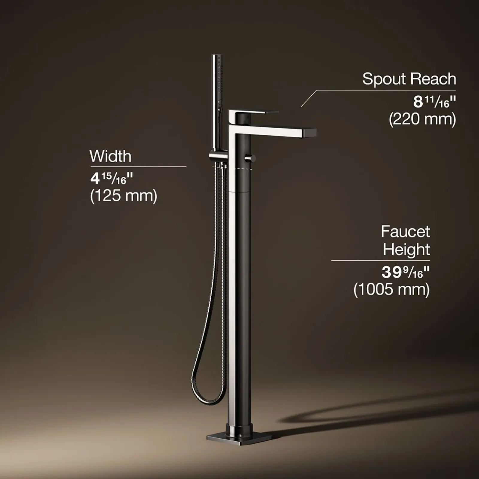 Floor-mount bath filler trim with handshower^Kohler Hot
