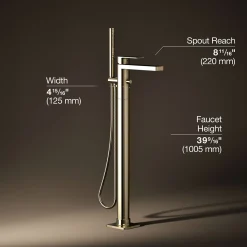 Floor-mount bath filler trim with handshower^Kohler Hot