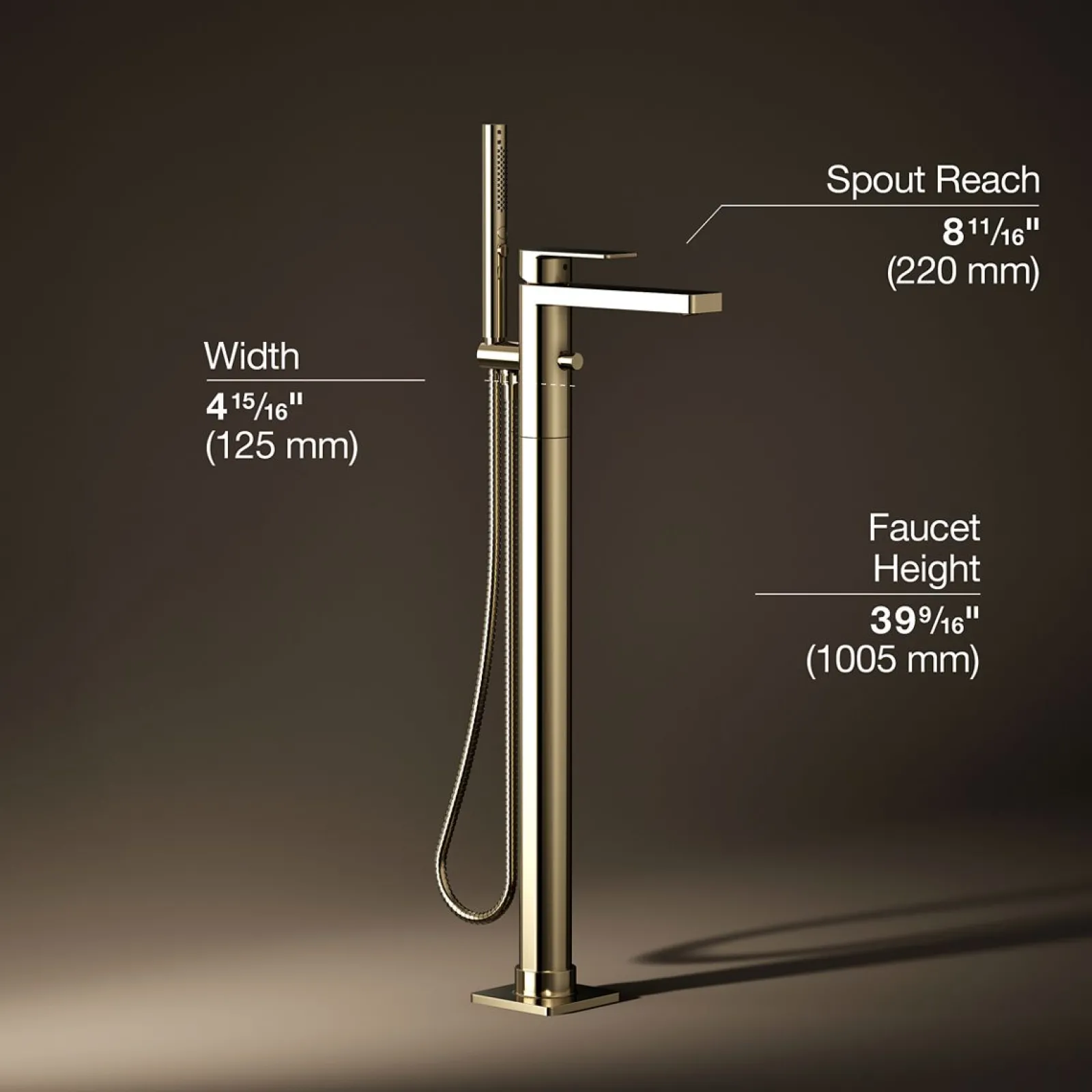 Floor-mount bath filler trim with handshower^Kohler Hot