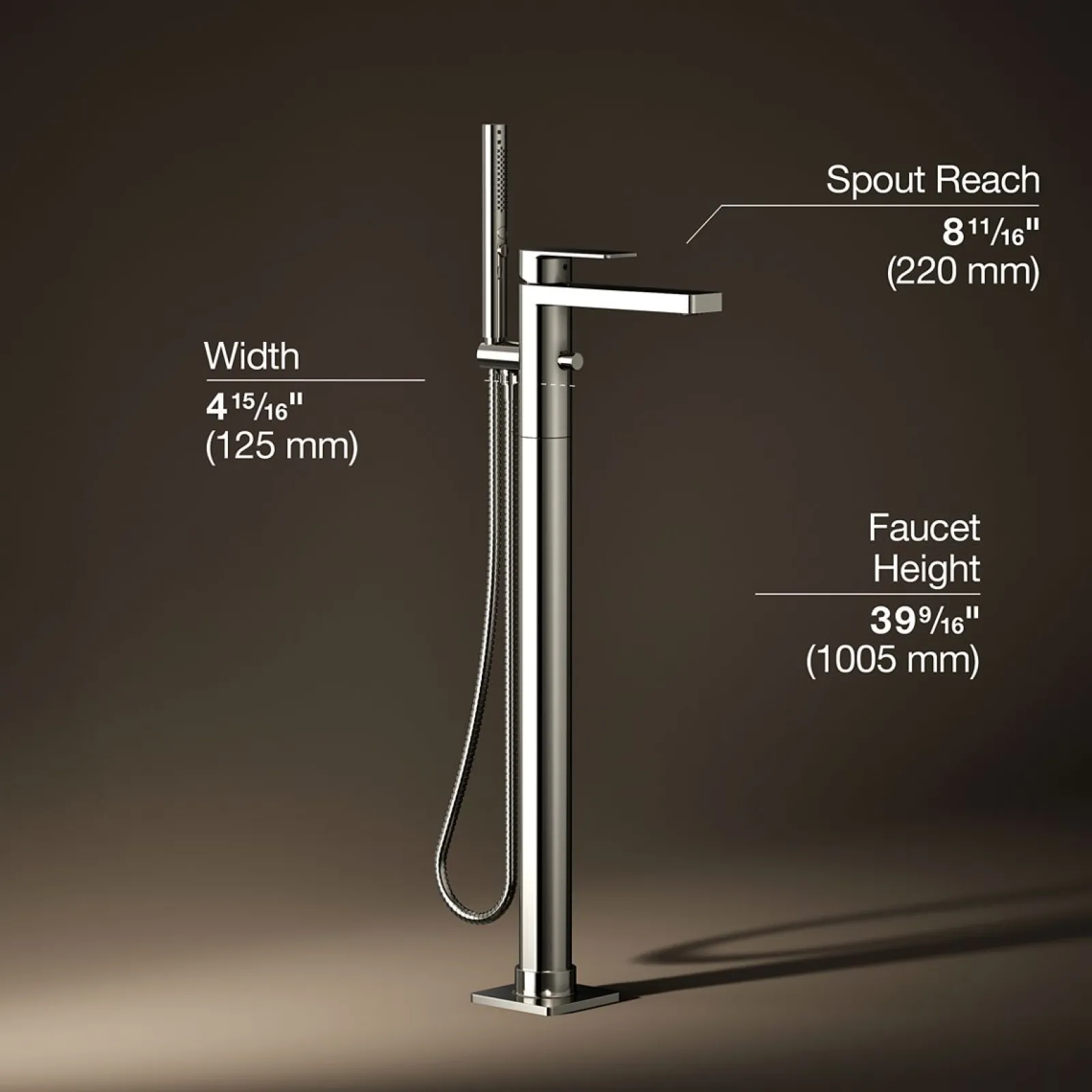 Floor-mount bath filler trim with handshower^Kohler Hot
