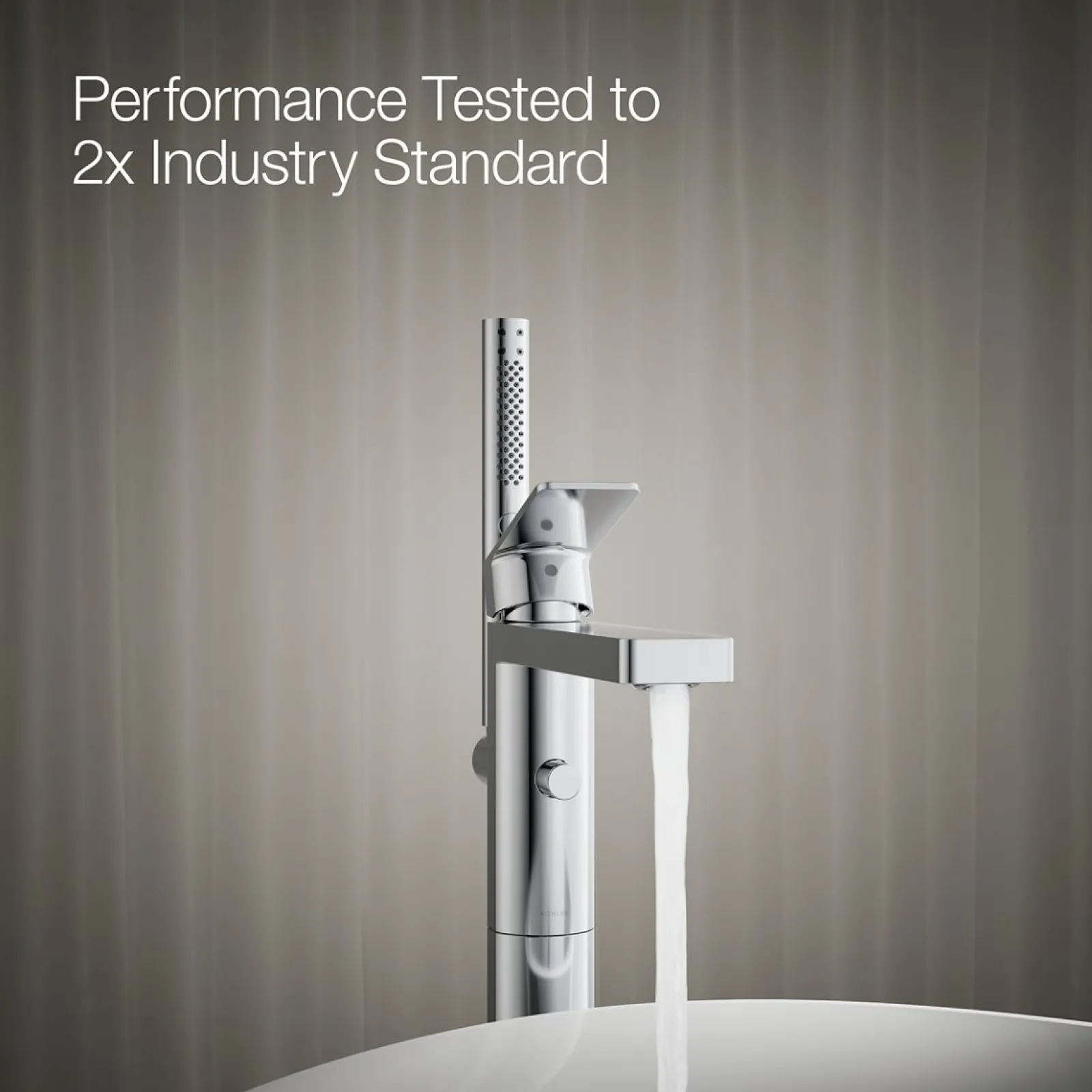Floor-mount bath filler trim with handshower^Kohler Hot