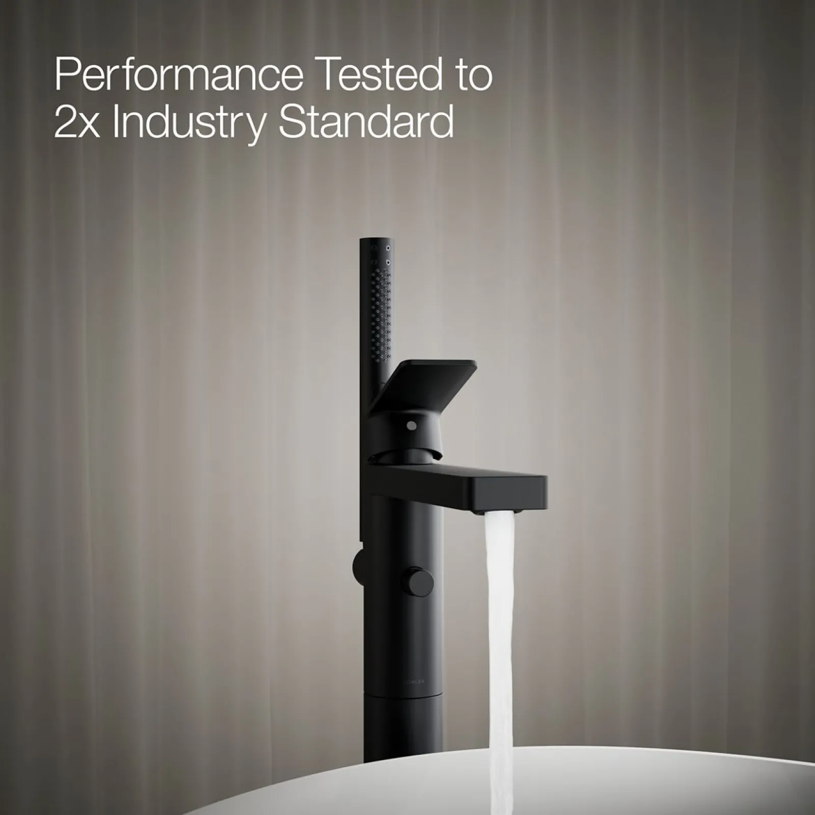 Floor-mount bath filler trim with handshower^Kohler Hot