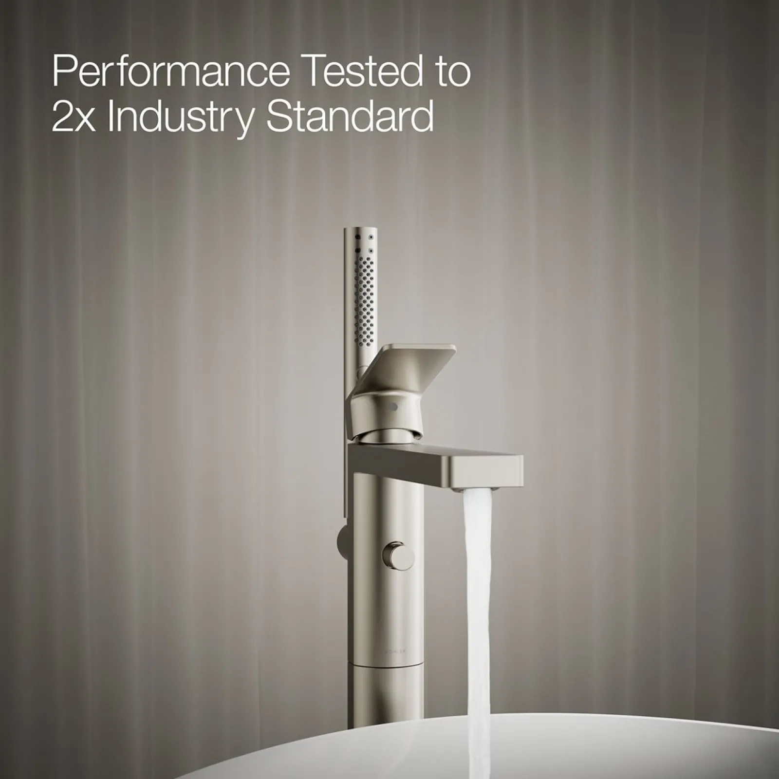 Floor-mount bath filler trim with handshower^Kohler Hot