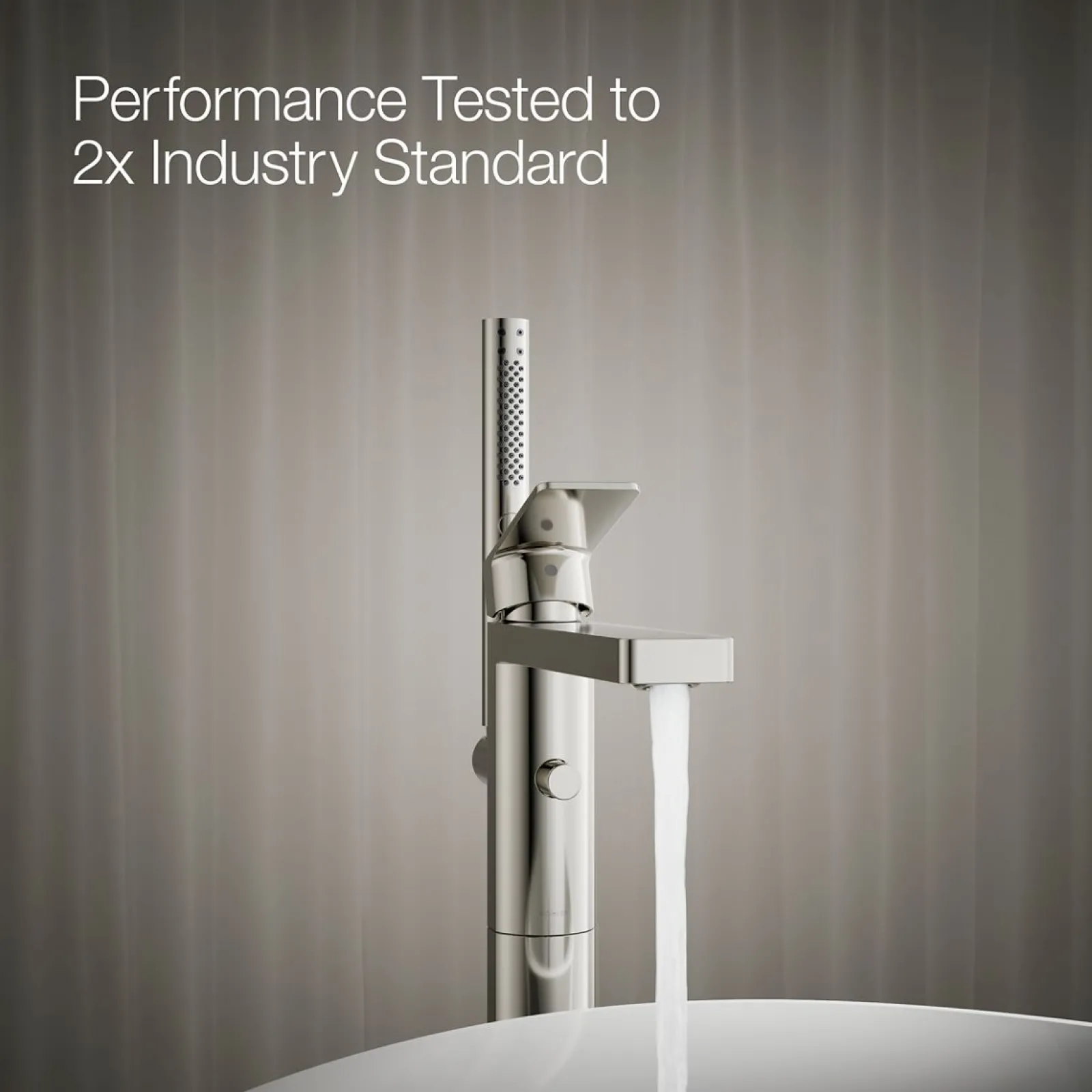 Floor-mount bath filler trim with handshower^Kohler Hot