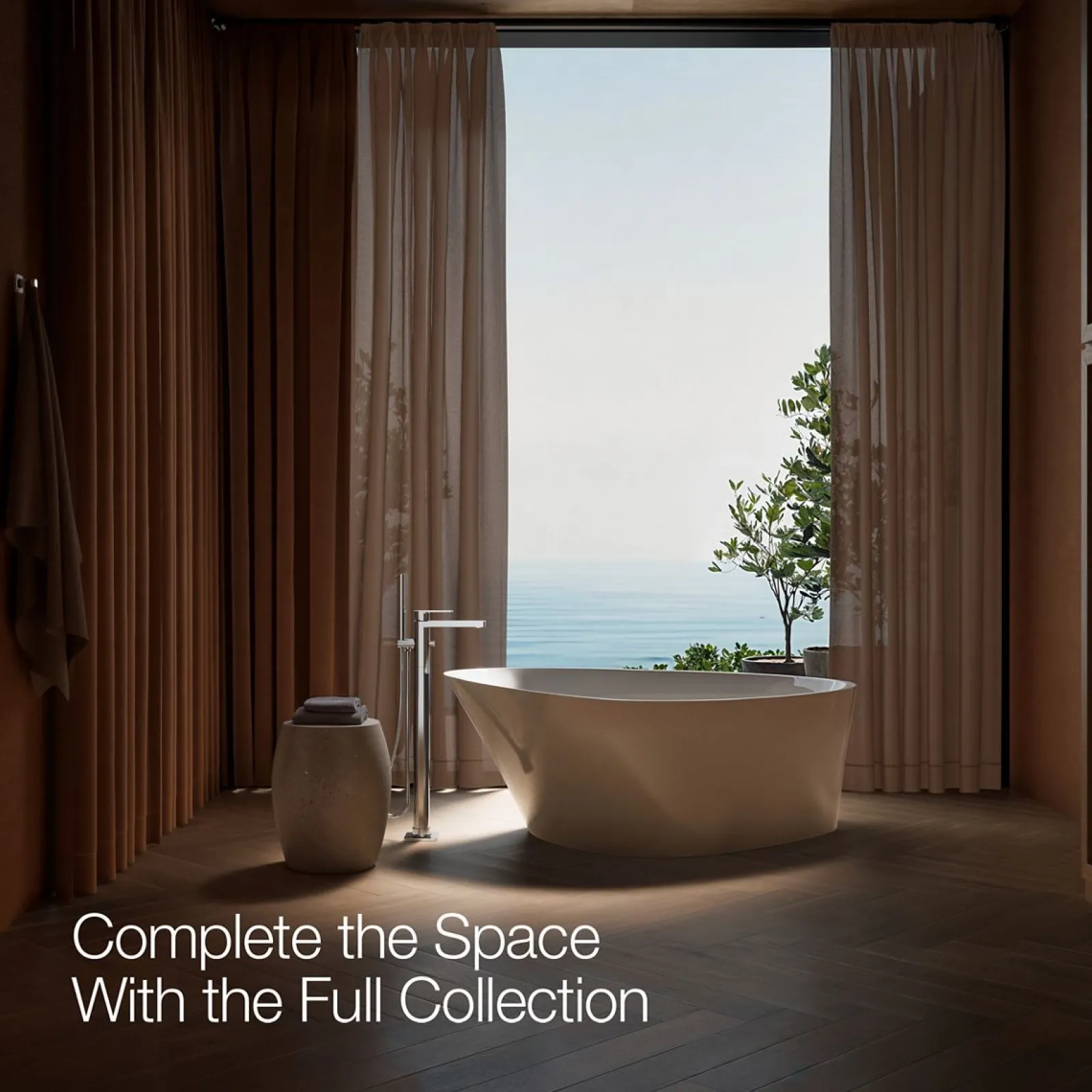 Floor-mount bath filler trim with handshower^Kohler Hot