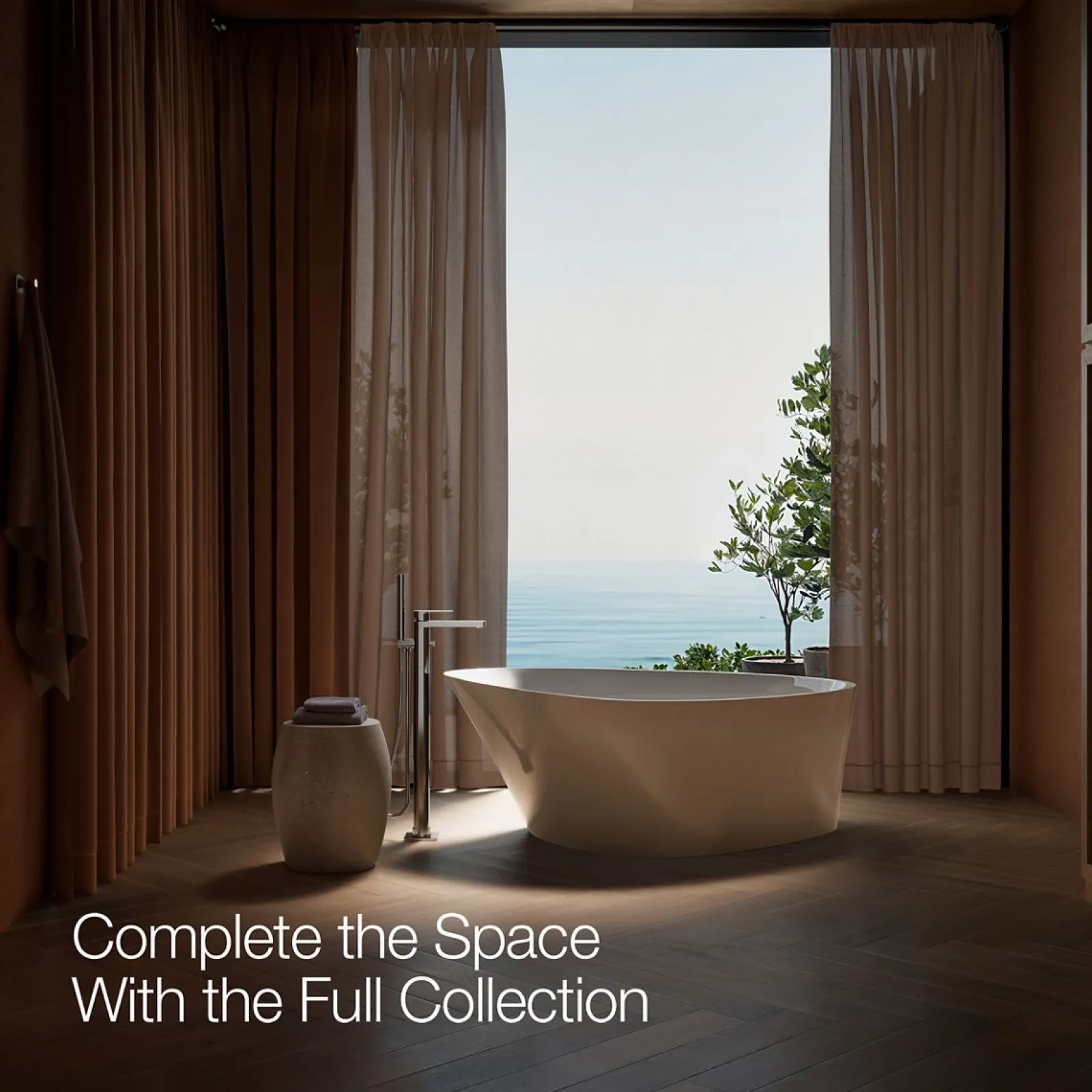 Floor-mount bath filler trim with handshower^Kohler Hot