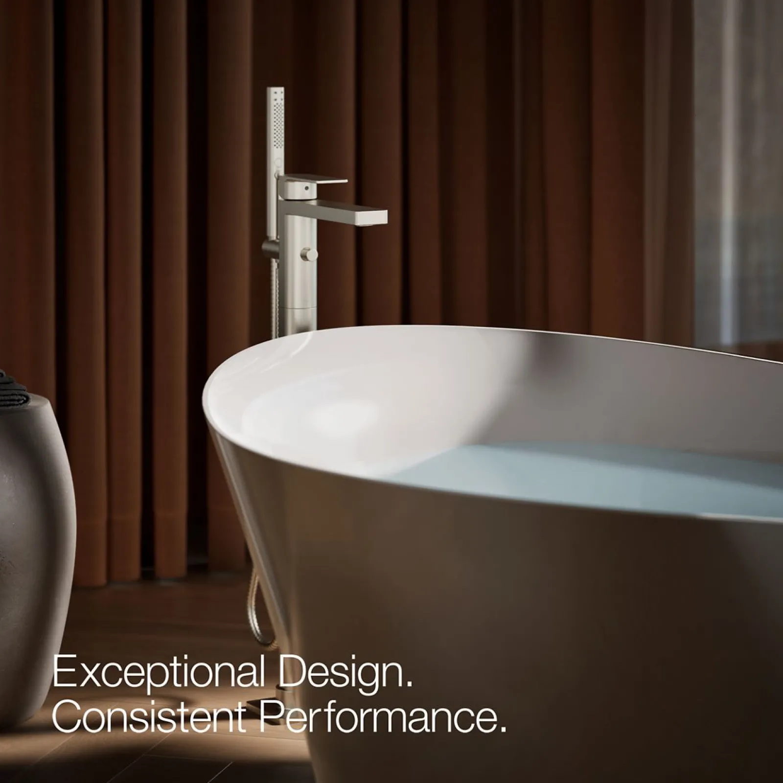 Floor-mount bath filler trim with handshower^Kohler Hot