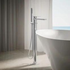 Floor-mount bath filler trim with handshower^Kohler Hot
