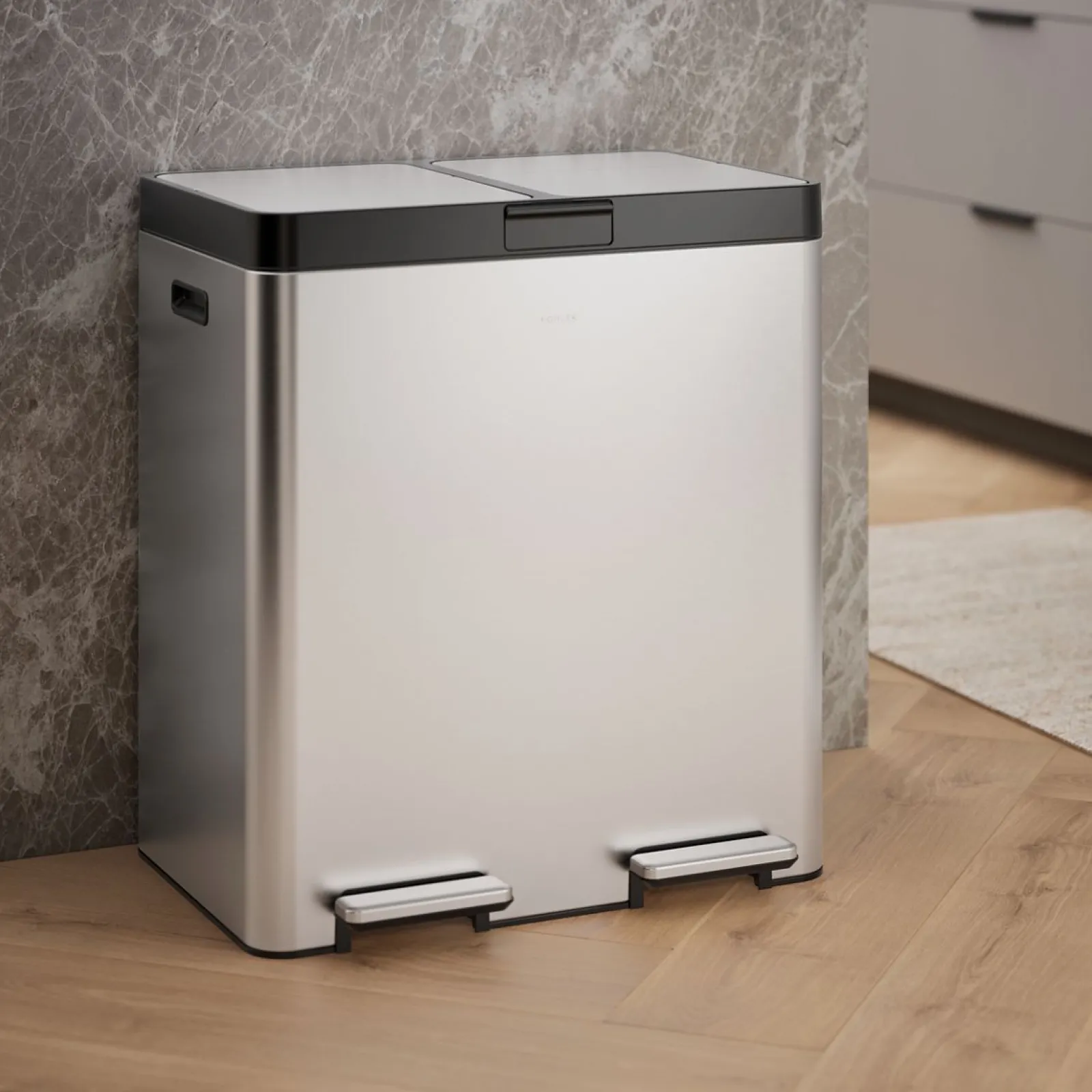 21.7-gallon dual-bin step trash can^Kohler Clearance