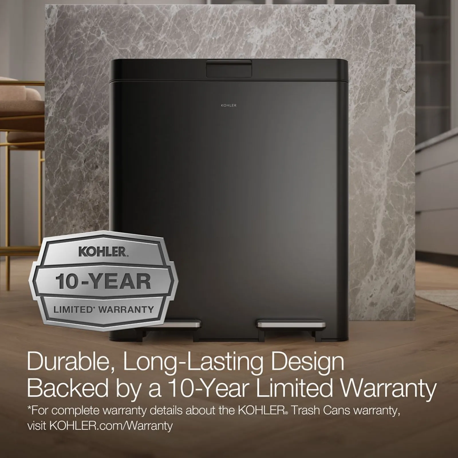 21.7-gallon dual-bin step trash can^Kohler Clearance