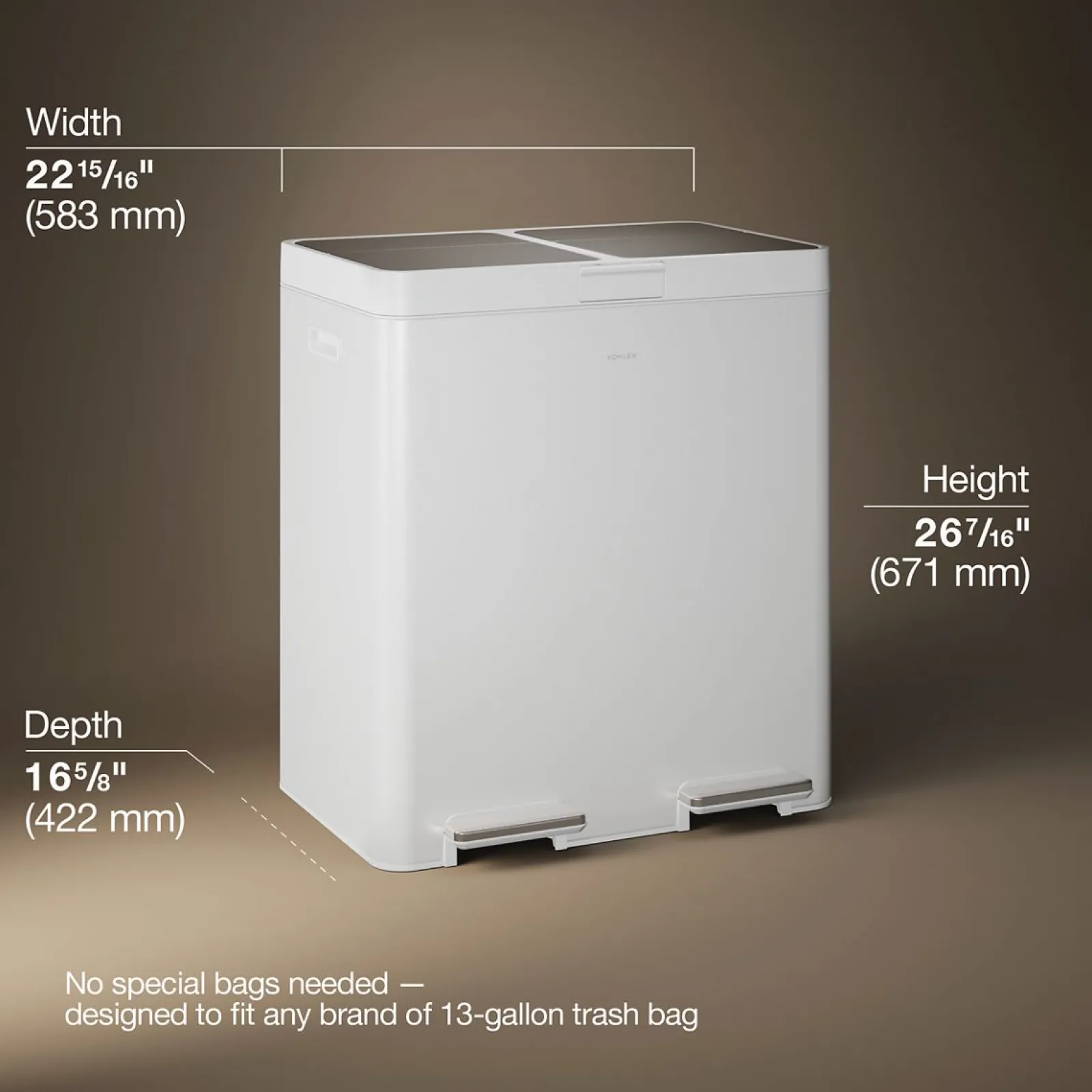 21.7-gallon dual-bin step trash can^Kohler Clearance