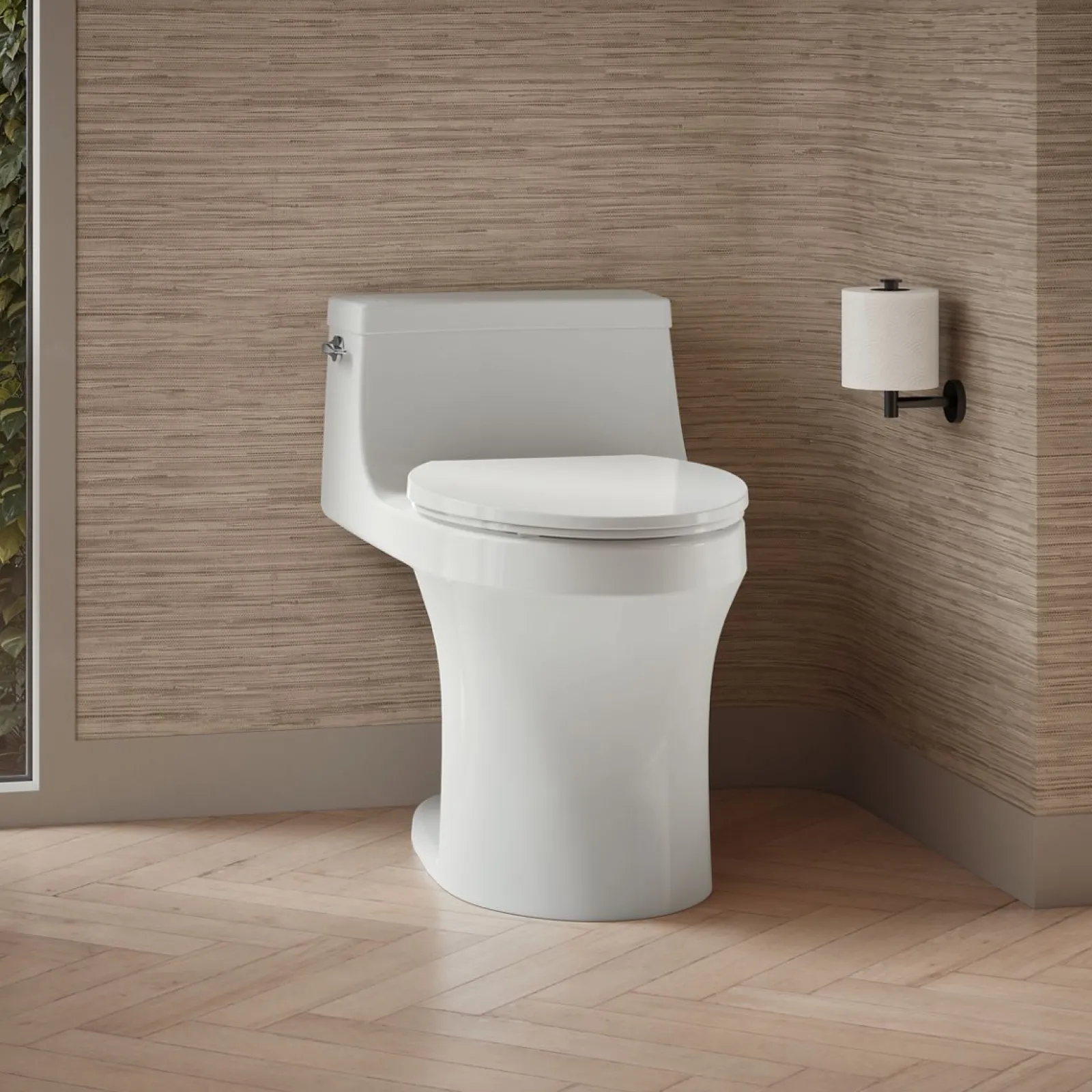 Hidden cord one-piece compact elongated toilet with concealed trapway, 1.28 gpf toilet^Kohler Clearance