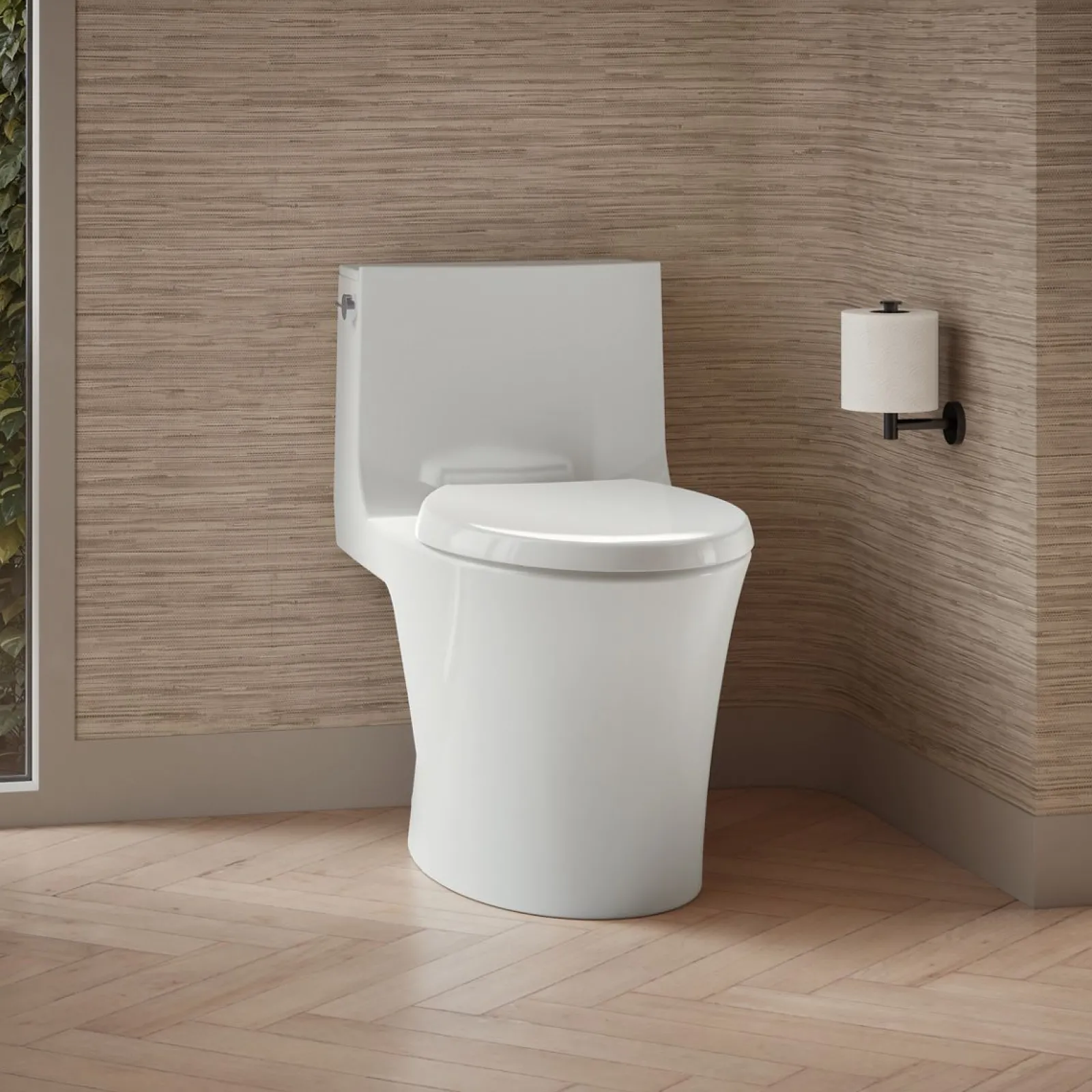 Hidden cord one-piece elongated toilet with skirted trapway, dual-flush^Kohler Hot