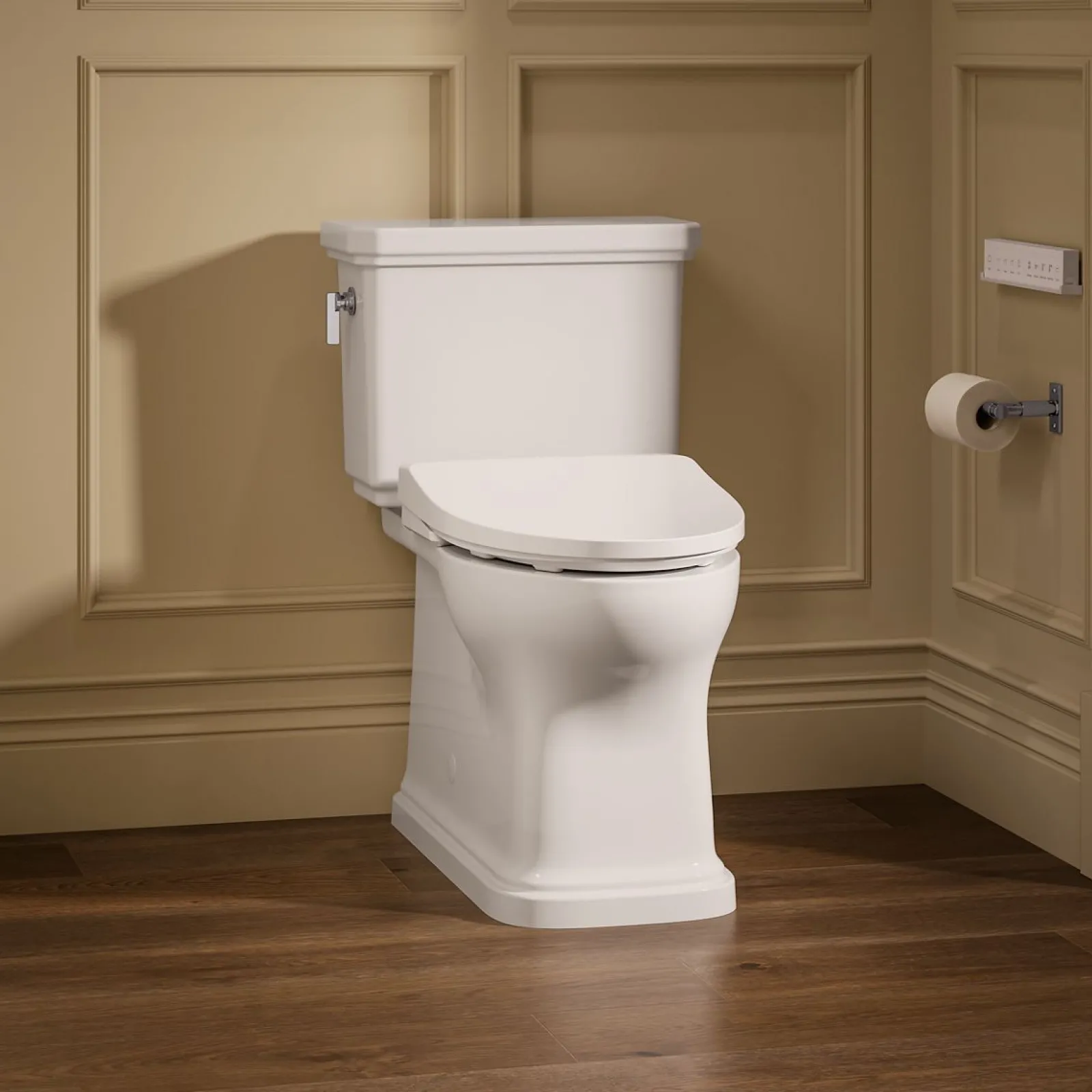 Hidden cord two-piece elongated toilet with skirted trapway, 1.28 gpf^Kohler Discount