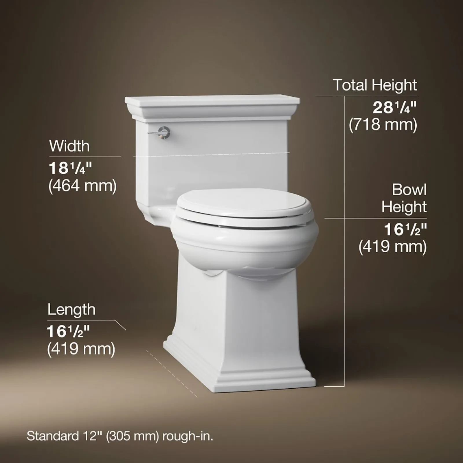 One-piece compact elongated toilet with skirted trapway, 1.28 gpf^Kohler Best