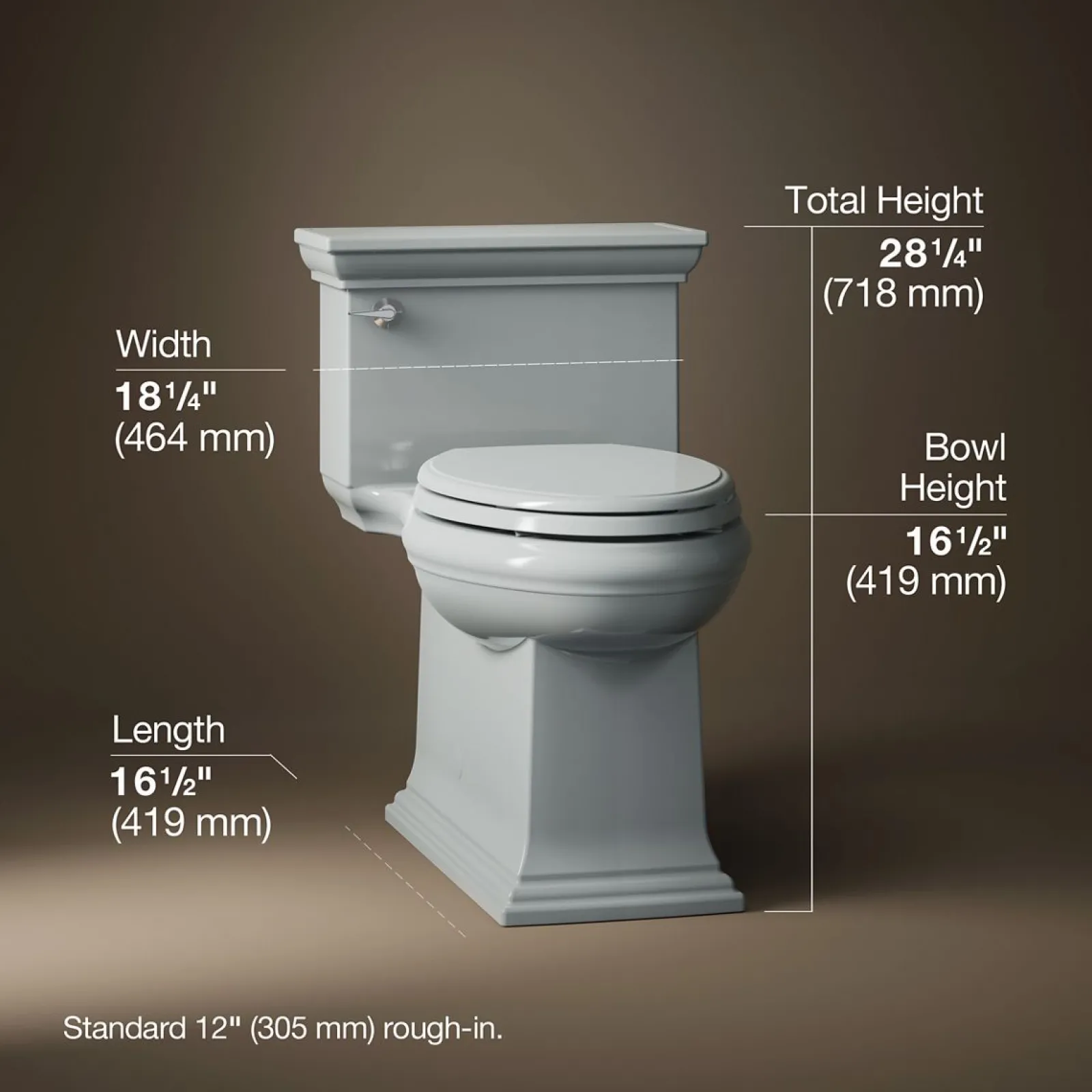 One-piece compact elongated toilet with skirted trapway, 1.28 gpf^Kohler Best