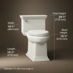 One-piece compact elongated toilet with skirted trapway, 1.28 gpf^Kohler Best