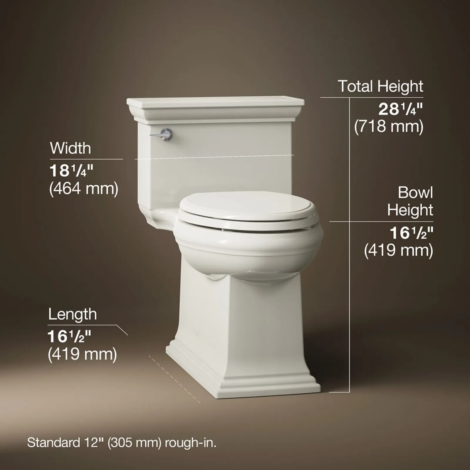 One-piece compact elongated toilet with skirted trapway, 1.28 gpf^Kohler Best