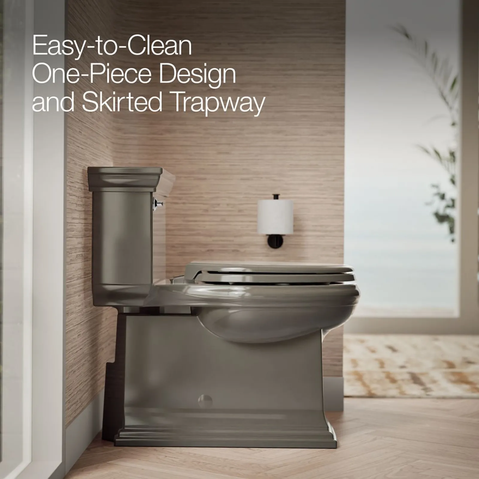 One-piece compact elongated toilet with skirted trapway, 1.28 gpf^Kohler Best