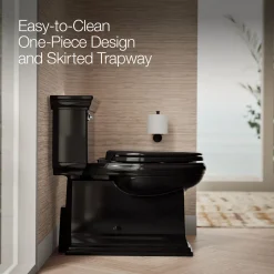 One-piece compact elongated toilet with skirted trapway, 1.28 gpf^Kohler Best