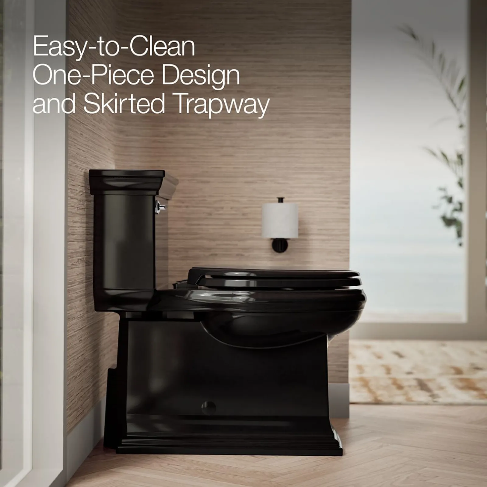 One-piece compact elongated toilet with skirted trapway, 1.28 gpf^Kohler Best