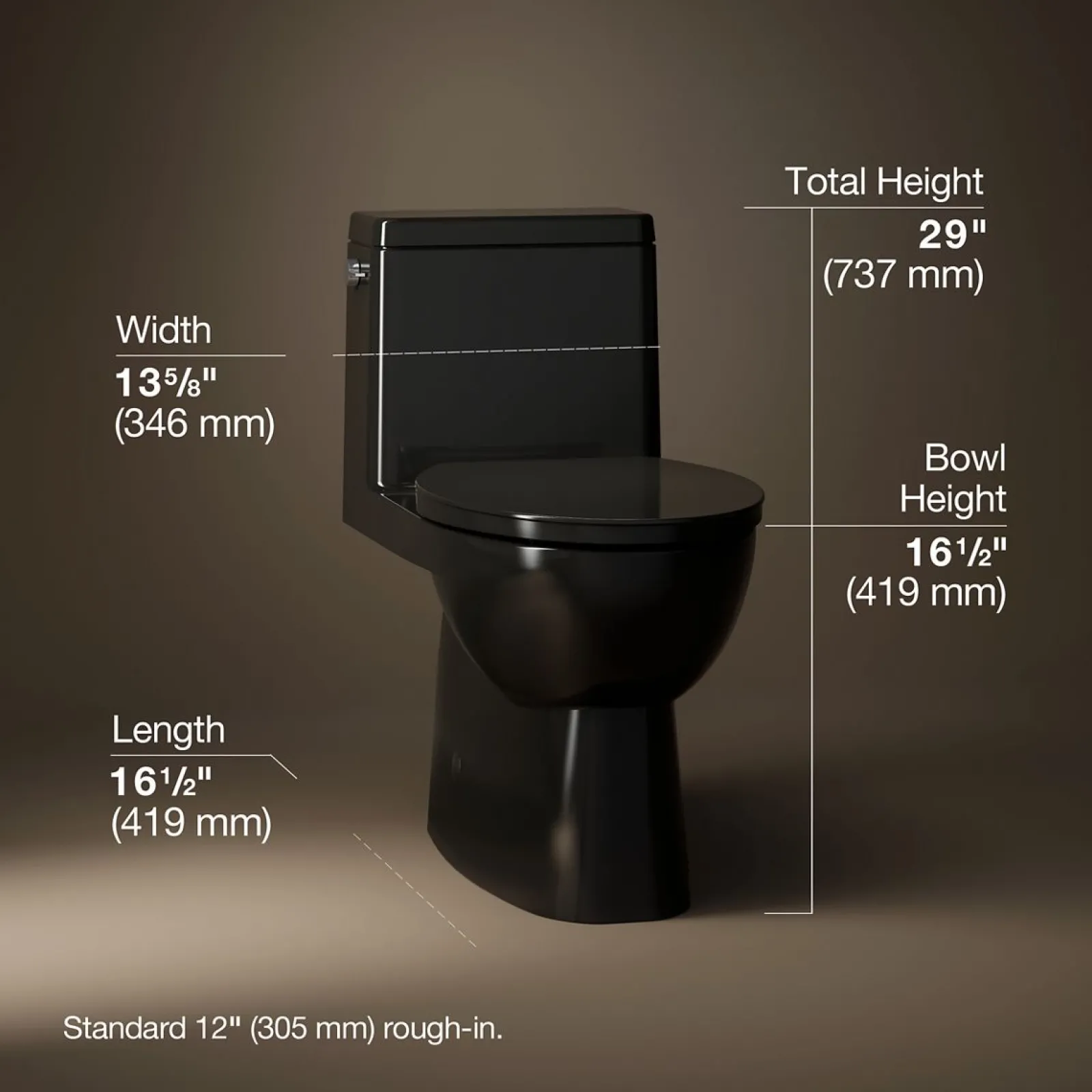 One-piece compact elongated toilet with skirted trapway, 1.28 gpf^Kohler Best