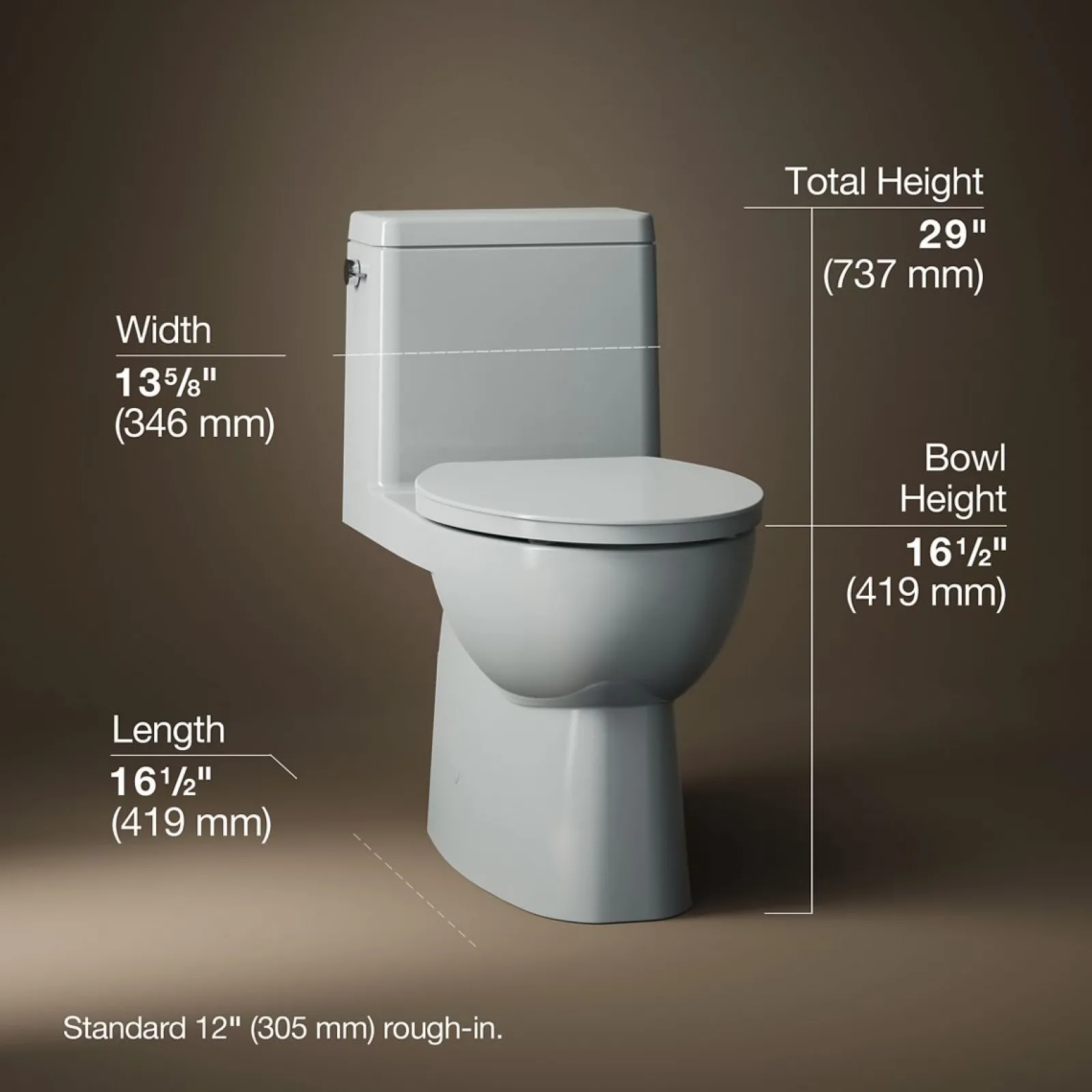 One-piece compact elongated toilet with skirted trapway, 1.28 gpf^Kohler Best