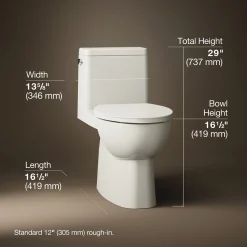 One-piece compact elongated toilet with skirted trapway, 1.28 gpf^Kohler Best