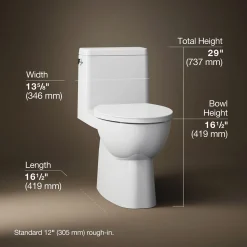 One-piece compact elongated toilet with skirted trapway, 1.28 gpf^Kohler Best