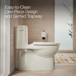One-piece compact elongated toilet with skirted trapway, 1.28 gpf^Kohler Best