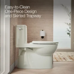 One-piece compact elongated toilet with skirted trapway, 1.28 gpf^Kohler Best