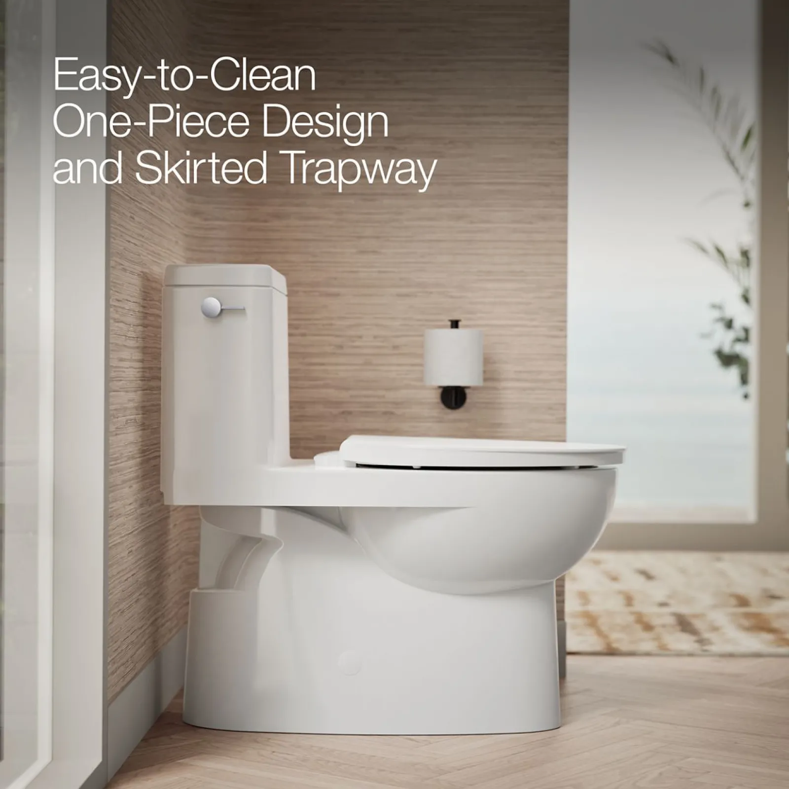 One-piece compact elongated toilet with skirted trapway, 1.28 gpf^Kohler Best