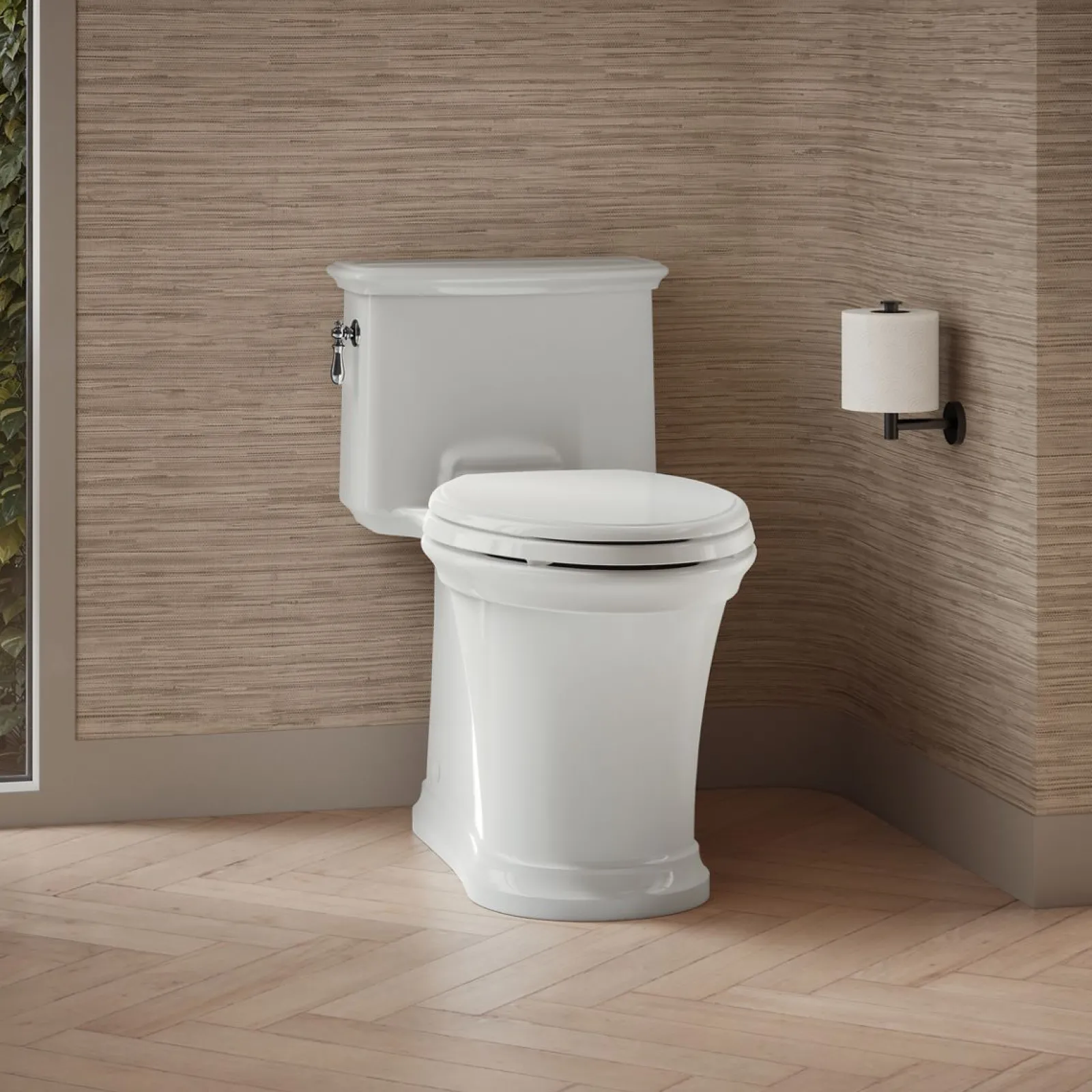One-piece compact elongated toilet with skirted trapway, 1.28 gpf^Kohler New