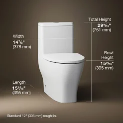 One-piece compact elongated toilet with skirted trapway, dual-flush^Kohler Clearance
