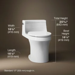 One-piece compact elongated toilet with concealed trapway, 1.28 gpf^Kohler