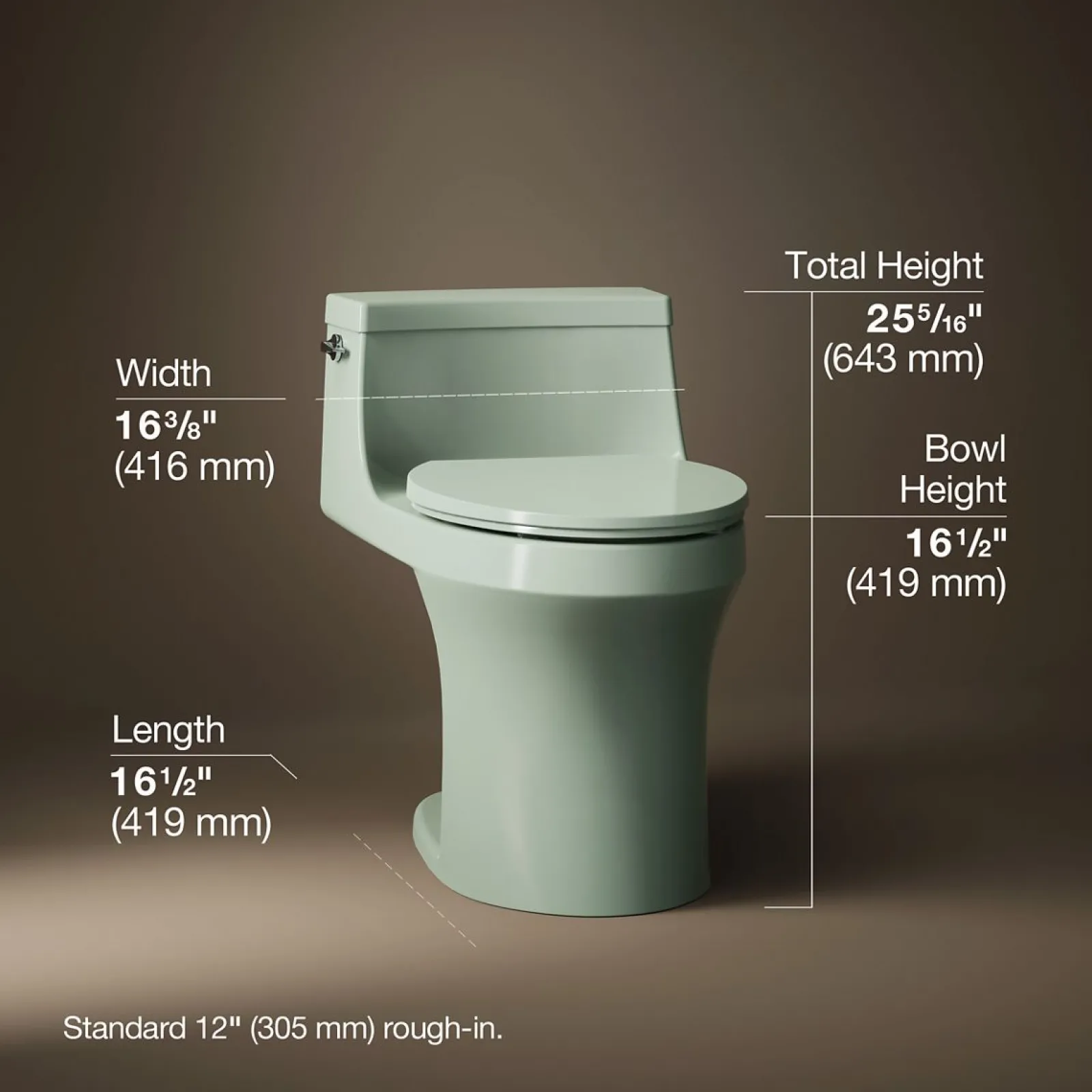 One-piece compact elongated toilet with concealed trapway, 1.28 gpf^Kohler