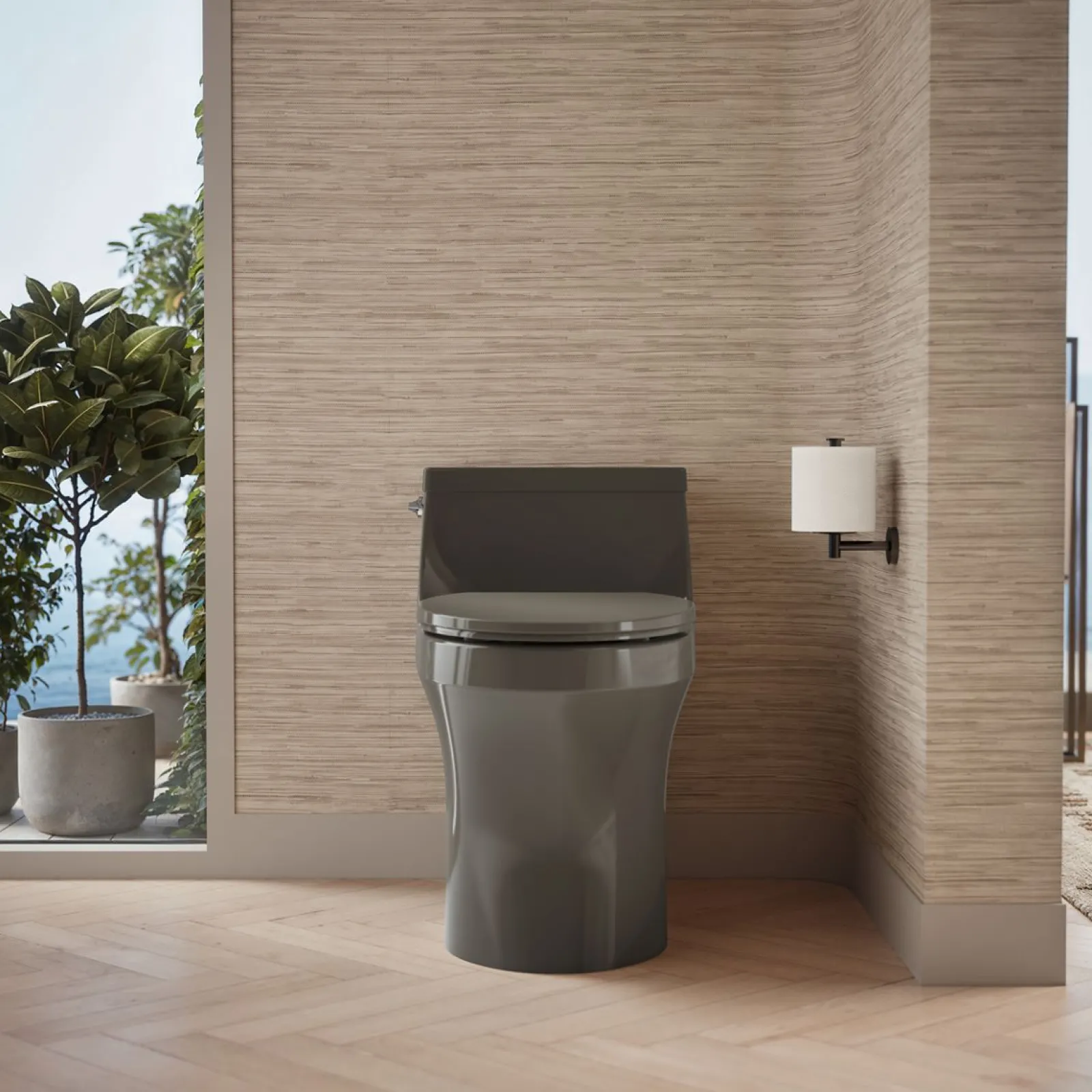 One-piece compact elongated toilet with concealed trapway, 1.28 gpf^Kohler