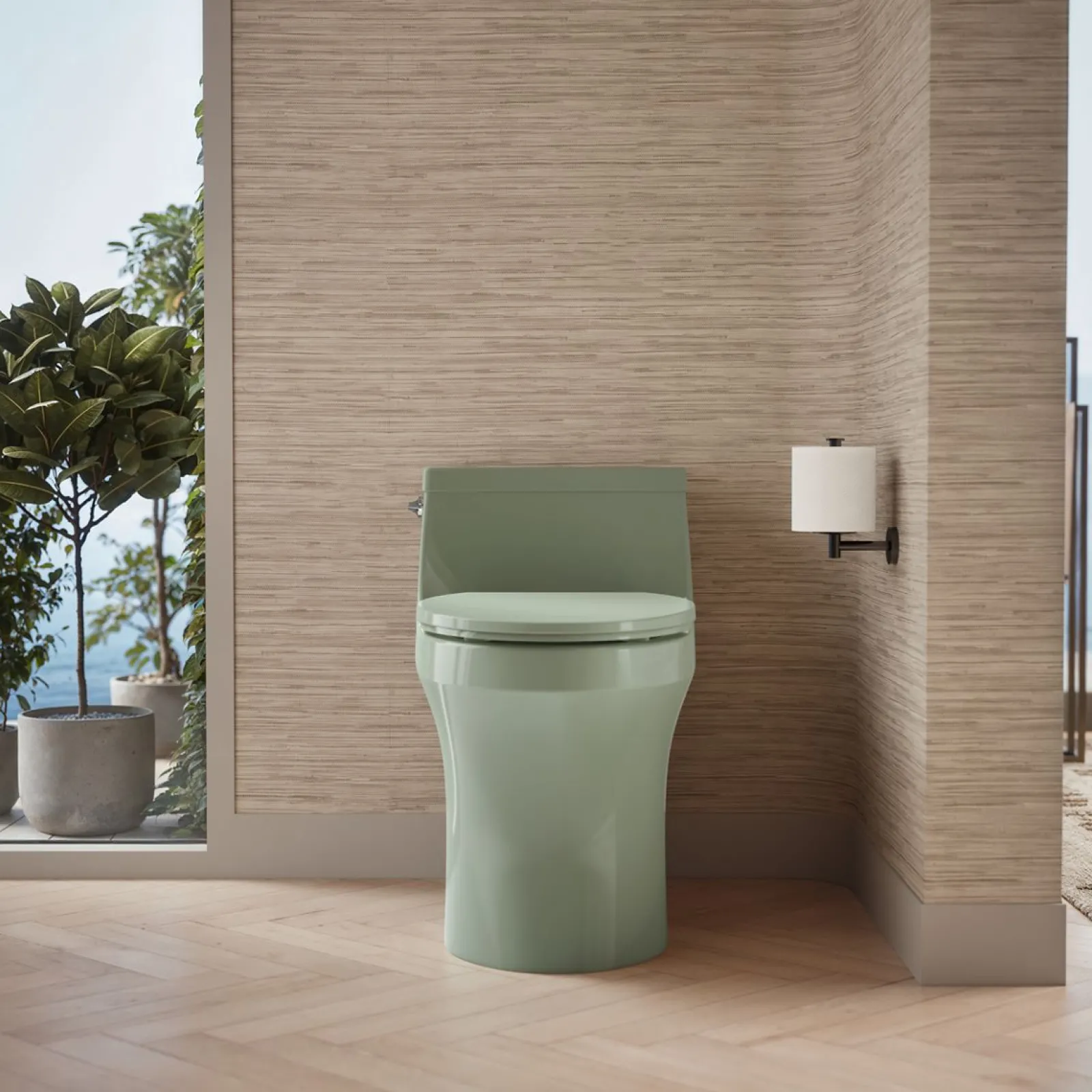 One-piece compact elongated toilet with concealed trapway, 1.28 gpf^Kohler