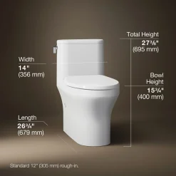 One-piece compact elongated toilet with skirted trapway, 1.28 gpf^Kohler Best