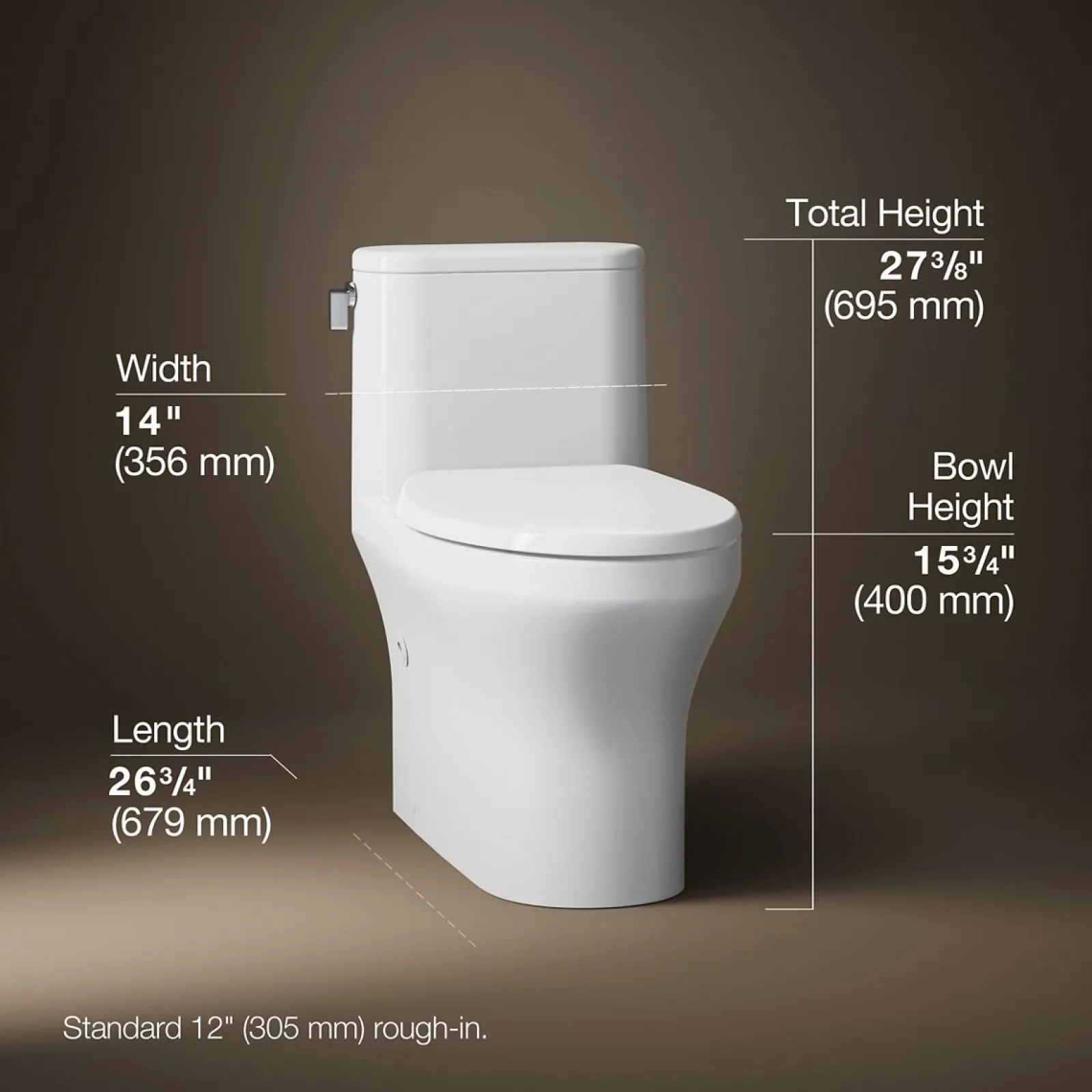 One-piece compact elongated toilet with skirted trapway, 1.28 gpf^Kohler Best