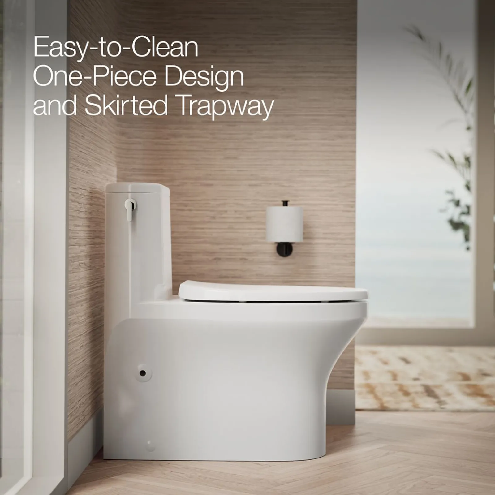 One-piece compact elongated toilet with skirted trapway, 1.28 gpf^Kohler Best