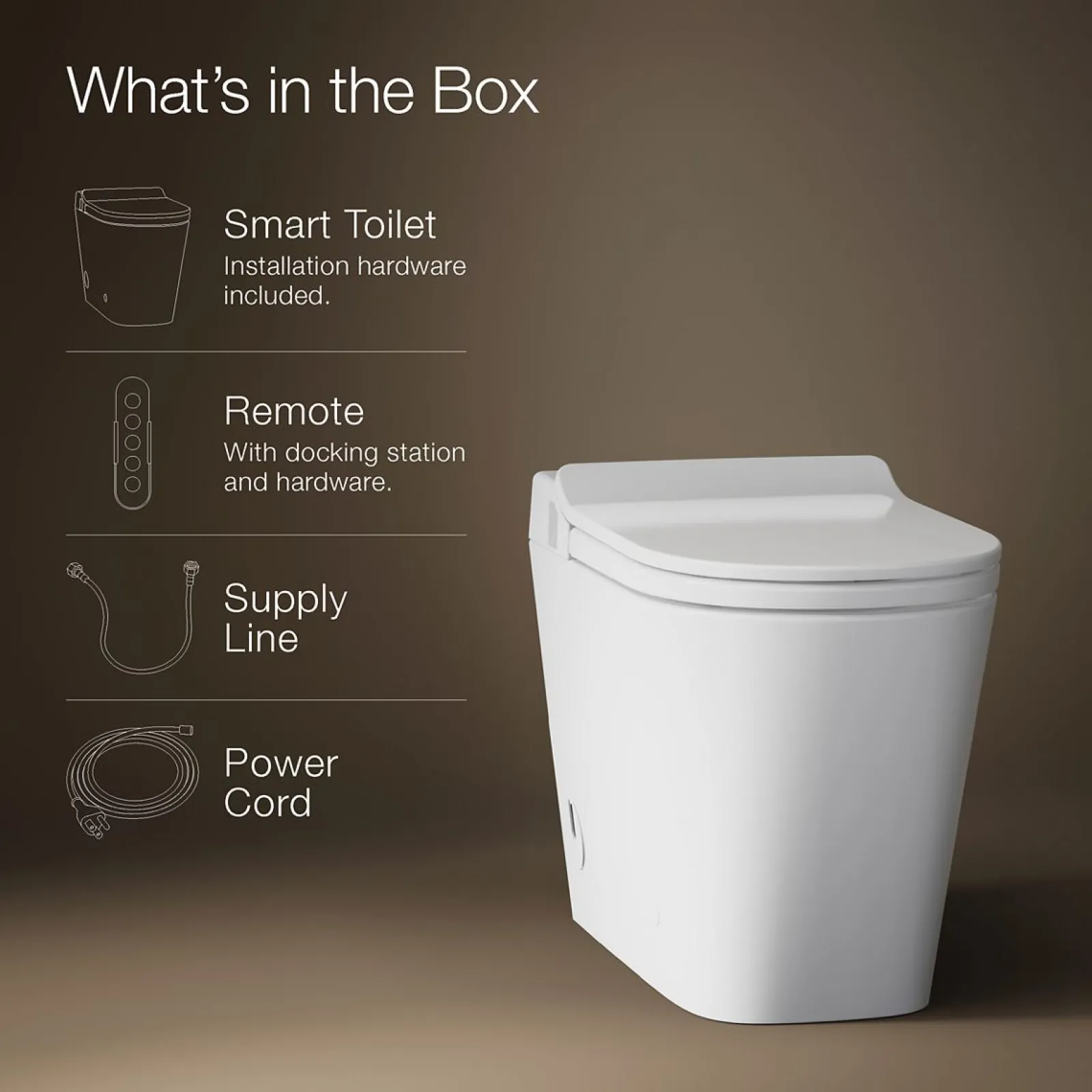 One-piece elongated smart toilet, dual-flush^Kohler