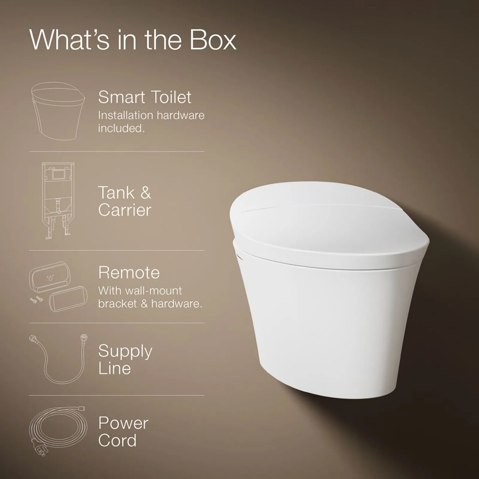 One-piece elongated smart toilet, dual-flush^Kohler Clearance
