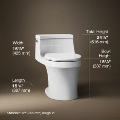 One-piece round-front toilet, 1.28 gpf^Kohler