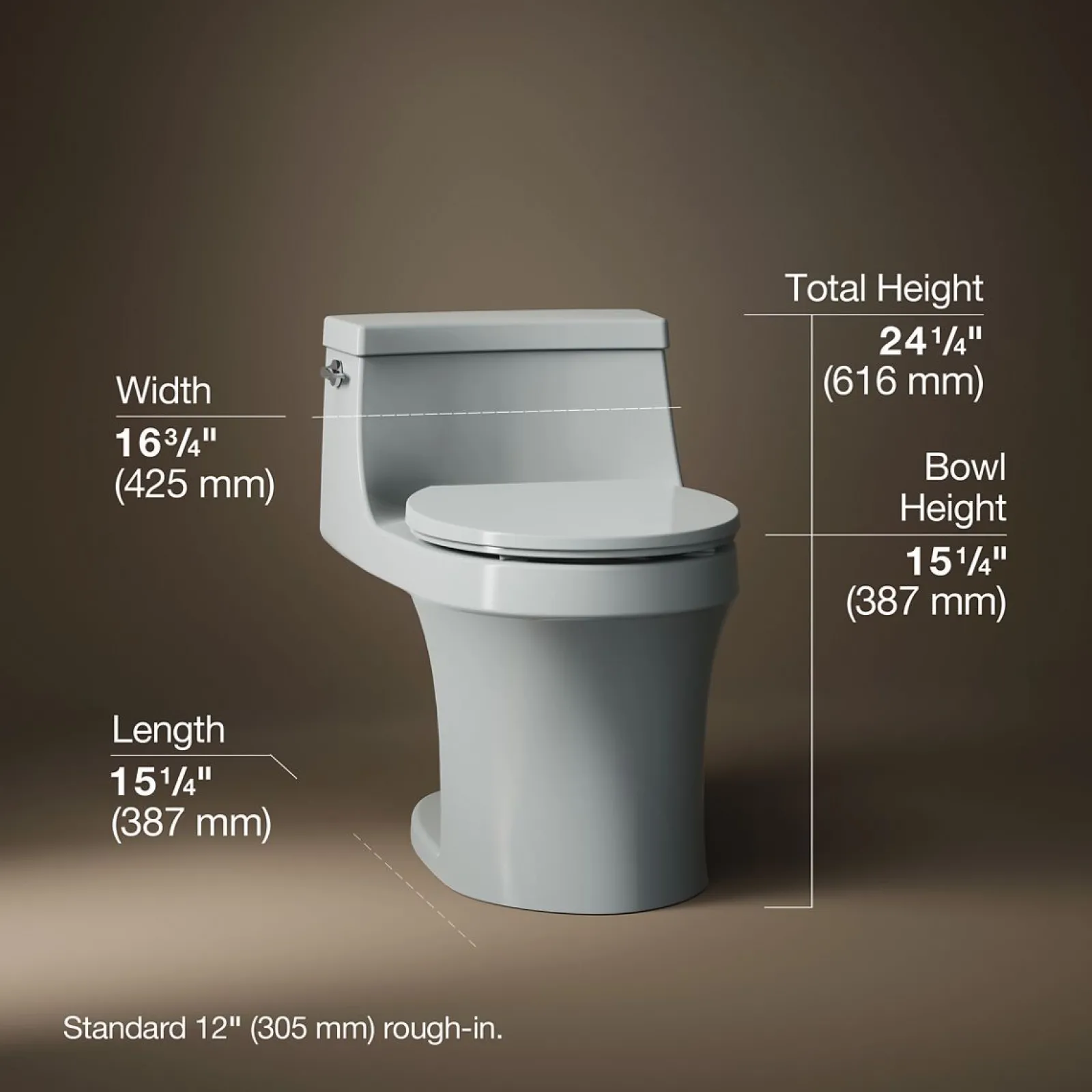 One-piece round-front toilet, 1.28 gpf^Kohler