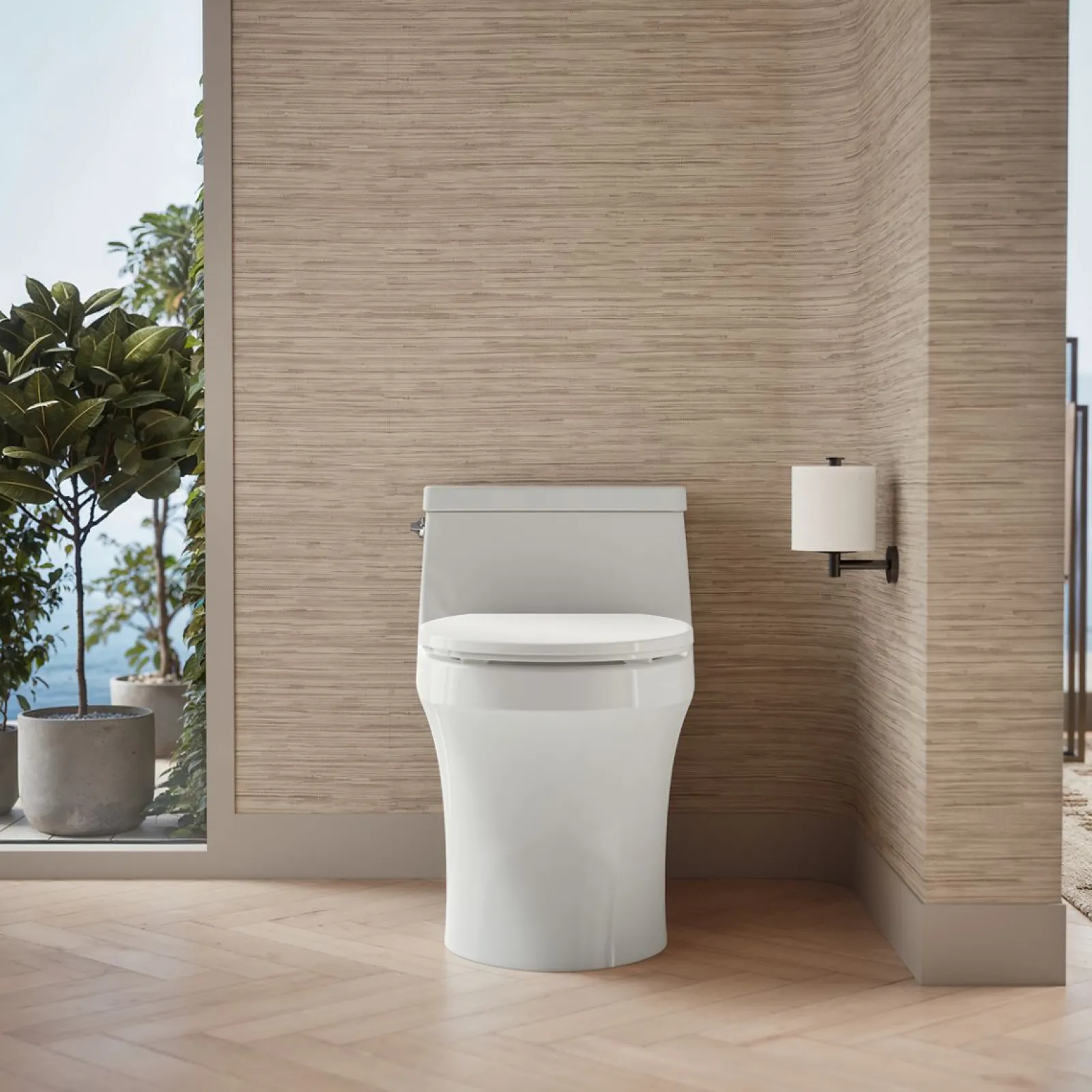 One-piece round-front toilet, 1.28 gpf^Kohler
