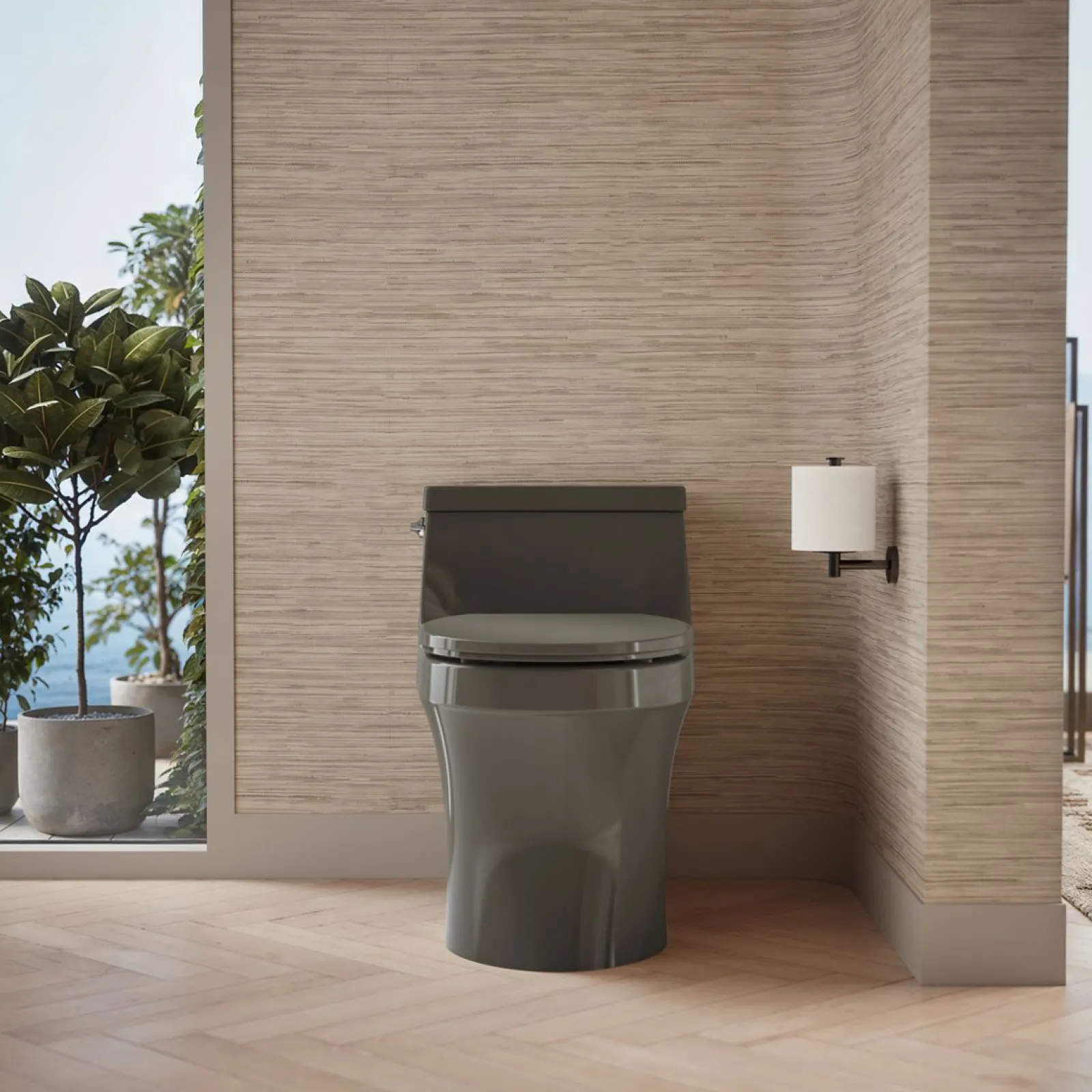One-piece round-front toilet, 1.28 gpf^Kohler