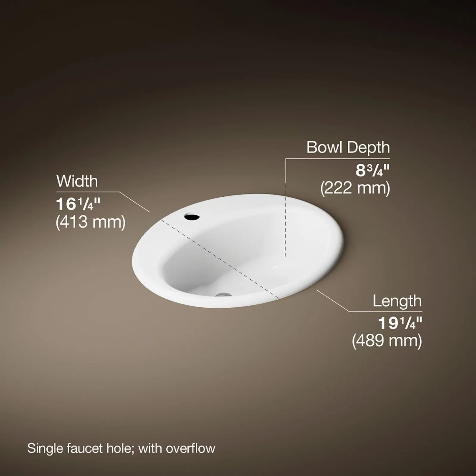 19-1/4" oval drop-in bathroom sink^Kohler Best